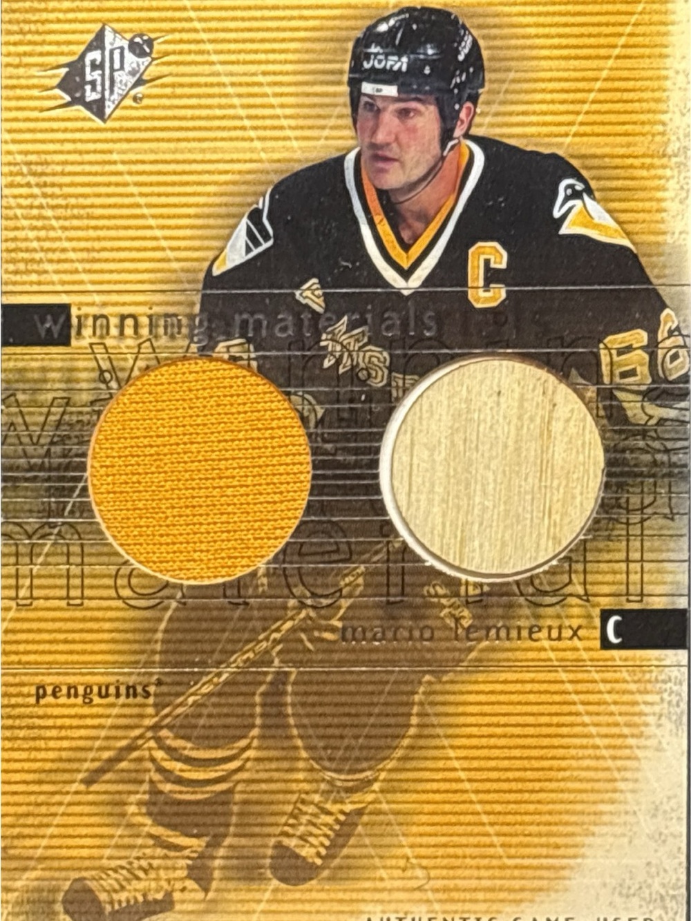 SP Authentic Penguins Mario Lemieux Game used Memorabilia